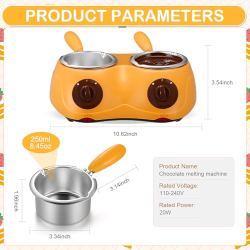 Umigy Electric Melting Chocolate Pot Gift Set Mini Fondue, Yellow - color: Yellow