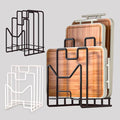 Multifunctional Cutting Board Organizer, Cutting Board Holder Rack Baking Cookie Pan Sheets Cooling Racks Storage Stand for Kitchen Cabinet -Divided Holder with 4 Slots (2PS Black) (1White+1Black) - color: 1White+1Black