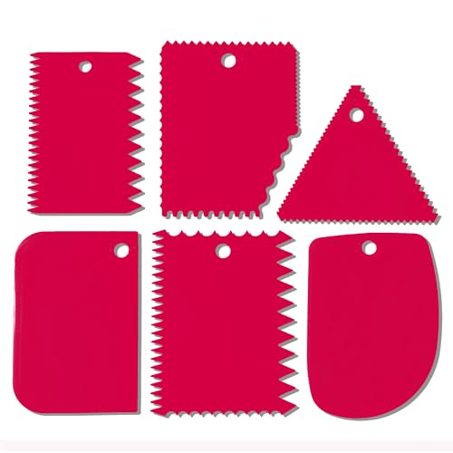 Cake Scraper, 6 Pcs Cake Smoother Scraper, Dough Scraper Red - color: Red