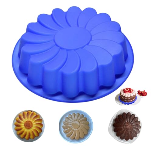 Jiareally Silicone Large Flower Cake Mould for Chocolate Jello Candy Silicone Baking Molds for Cakes,9 inch Non-Stick Fluted Tube Cake Pans