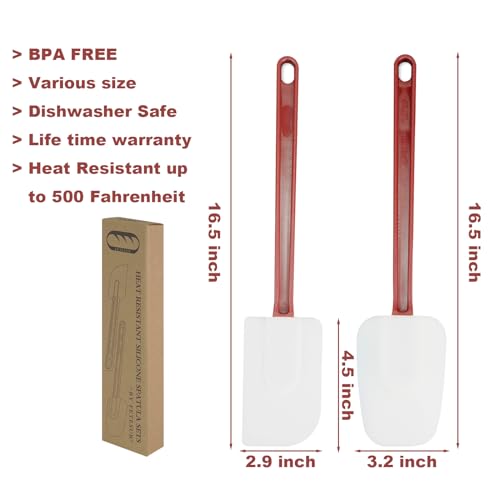 Heat Resistant Silicone Scraper Spoonula Commercial Rubber Spatula, 16.5IN - size: 2 x 16.5'' Mixed Set