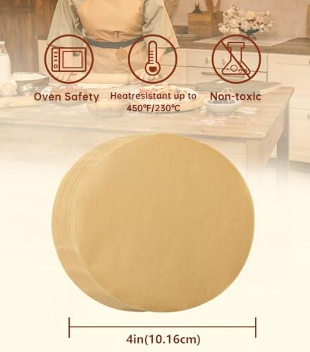 Katbite Parchment Paper Rounds, Non-Stick Heavy Duty, 4 Inch 200Pcs - color: Brown, size: 4inch