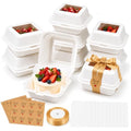 Bento Cake Box Clamshell Container Kit, 50 Set, White - color: White