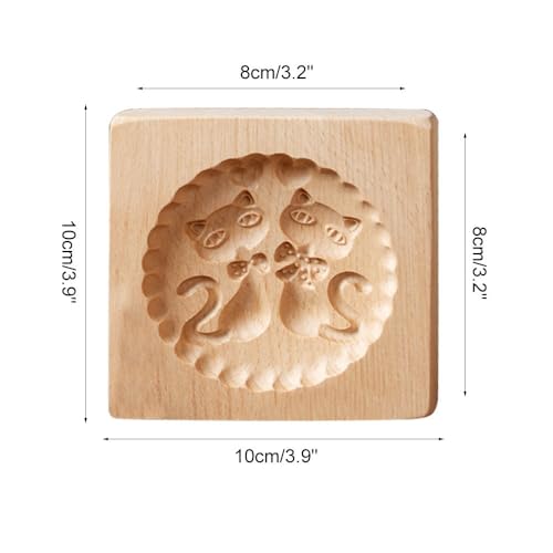 Wooden Cookie Mold, Carved Biscuit Molds, Easy to Demold, Cookie Press Stamp Mould for Halloween Christmas Thanksgiving Party DIY - color: Cat Pattern
