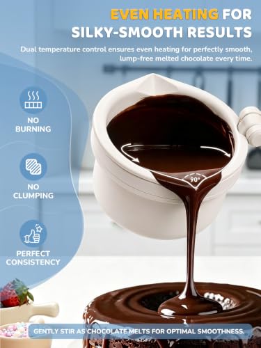 LUSHYUM Electric Chocolate Melting Pot, 4-Cup Chocolate, 2 Insert Pots - color: Blue
