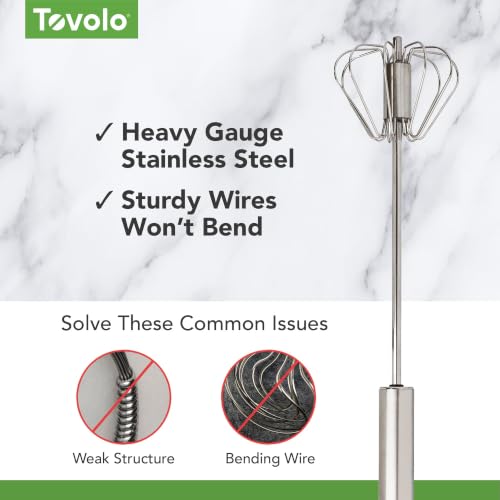 Tovolo Spinning Hand Push Whisk 12 Inch for Whipping and Mixing - style: 12" Hand Push Whisk