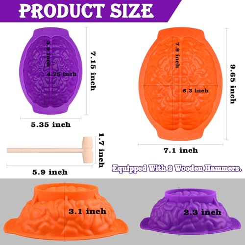 Sakolla Halloween 3D Human Brain Silicone Molds - color: Brain Molds/Purple&Orange