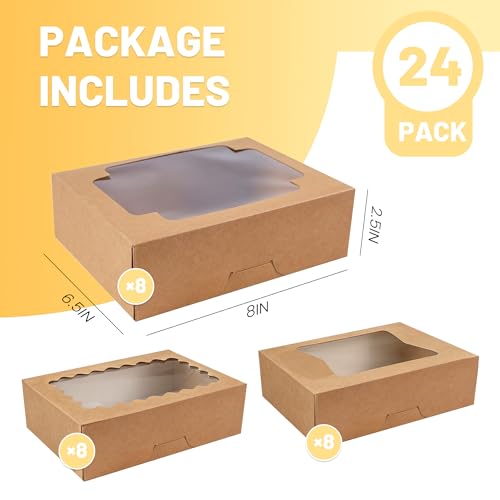 NPLUX 24 Pack Halloween Treat Box, 8x6.5x2.5 3 Window Styles for Pickup - color: Brown