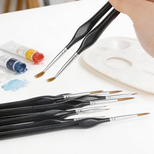 11 Pcs Detail Painting Brush Miniature Paint Brushes Micro Paint Brushes Tiny Paints Brush Set with Triangular Handles for Art Painting Acrylic Watercolor Crafts Models