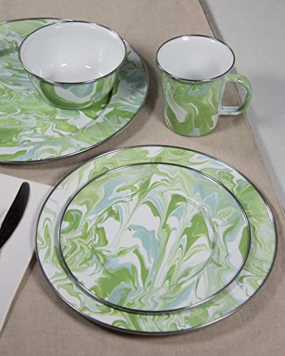Golden Rabbit Enamelware Nested Mixing Bowls with Lids, Set of 3, Modern Monet - color: Modern Monet