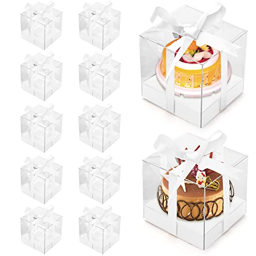 12 PCS Clear Cupcake Boxes 3.5 Inch Cupcake Containers (White) - color: White