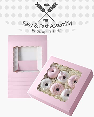 qiqee Auto-pop up Lavender Pie Boxes with Window 10x10x2.5 inch 30Packs Cookie Donut Bakery Box - color: Lavender, size: 10"x10"x2.5"/30 Pcs
