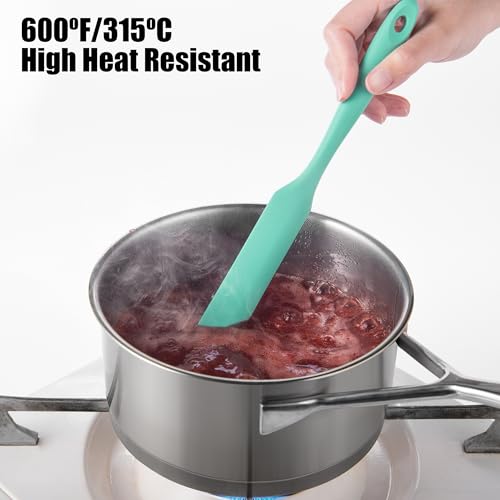 Doosu Silicone Jar Scraper Spatula Long Handle for Peanut Butter (Aqua Sky) - color: Aqua Sky, size: 9.7in (jar spatula)