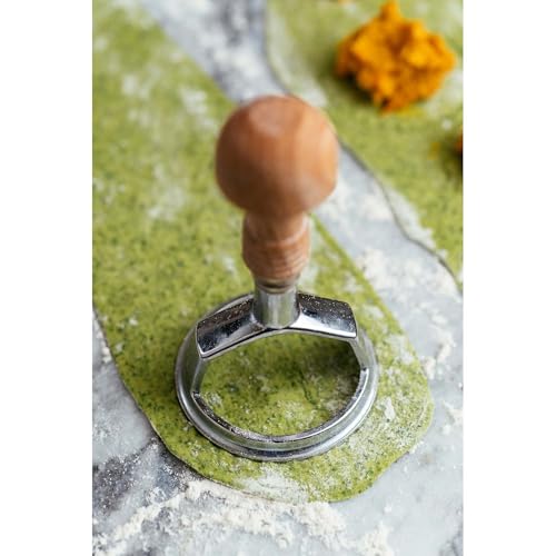 Fante’s Ravioli Maker Stamp With Wooden Handle, Fluted Round Shape, For Homemade Pasta, Cookies, Everyday Meals, And Holidays, 2-Inch - size: Single, 2-Inch Round