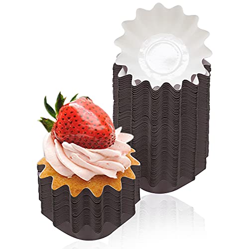 100 PCS Baking Cups Cupcake Liner Flared Brioche Muffin Wrappers (Brown) - color: Brown, size: 100pcs