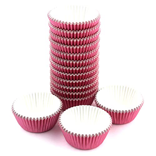 300 Pcs Mini Foil Cupcake Liners Muffin Paper Baking Cups, Pink - color: Pink
