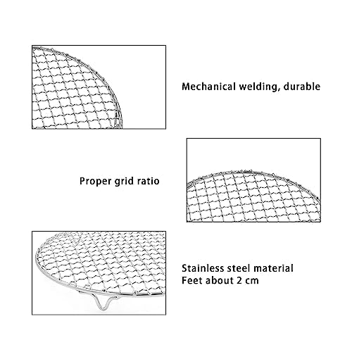 Barbecue Grill Net,BBQ Net for Grilling,Multi-Purpose SUS304 BBQ Grill Mesh, Round Barbecue Wire Rack,BBQ Grate/Steam Mesh for Outdoor Barbeque Camping Charbroil Backyards - style: 13.78'' with 0.79'' foot