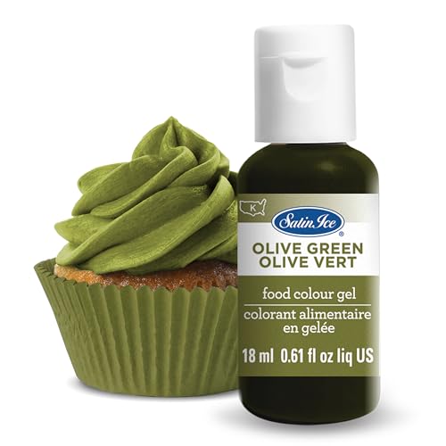Satin Ice Food Color Liquid Gel, 0.61 fl oz Bottle, Olive Green - color: Olive Green