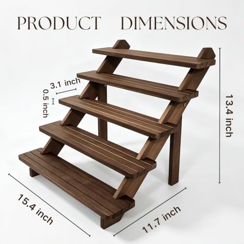 Wood Display Stand 5 Tiered Cupcake Dessert Display Snack Stepped Rack Wooden Tiered Cookie Display Table Trays Food Display Risers for Christmas Party Vendor Wedding Farmhouse Decor (5 Tier) - size: 5-Layer Cake Rack
