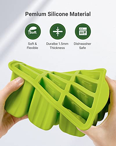 Popsicles Molds, MEETRUE 12 Pieces Silicone Popsicle Molds Easy-Release BPA-free Popsicle Maker Molds Ice Pop Molds Homemade Popsicle Ice Pop Maker with 50PCS Popsicle Sticks+Cleaning Brush - color: 12 Cavities-Green