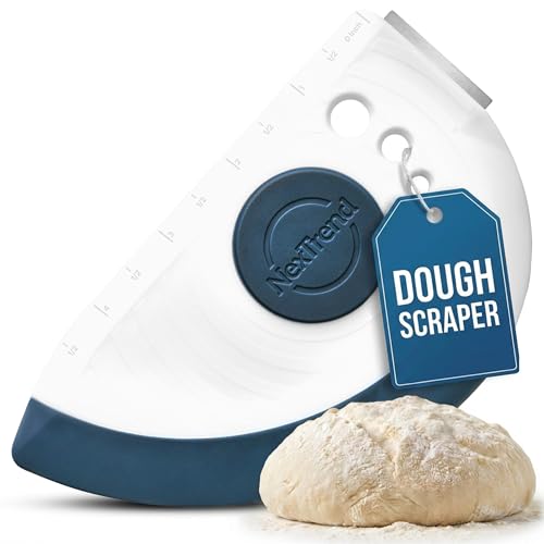 NexTrend blue 5-in-1 flexible dough and bowl scraper with stainless-steel edge and integrated ruler - color: Blue