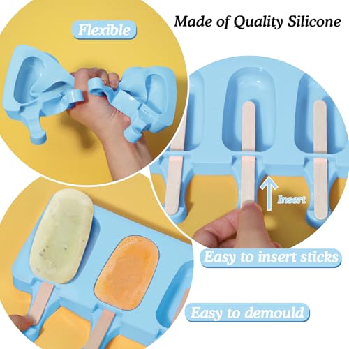 Ozera 2 Pack Silicone Popsicles Molds, Reusable Cake Pop Molds Set - color: Blue and Pink