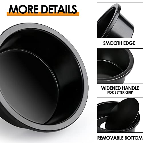6 Inch Round Cake Pan Set of 3, Nonstick Coating Baking Round Cake Pans with Remvable Bottom for Birthday Layered Cakes,Party, Circle Cake Tins With Wider Grips for Oven Air Fryer, Black - color: 6-Inch Cake Pan Set of 3
