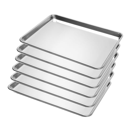 BIEAMA 6 Pack Half Size Baking Sheet Pan, Aluminum Commercial Pan 18" x 13" - size: 6PACK Half Size 18"×13"