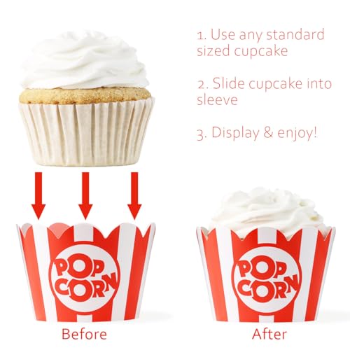 Popcorn Cupcake Wrappers & Holders, 48 Count – Pretty Cute Studios