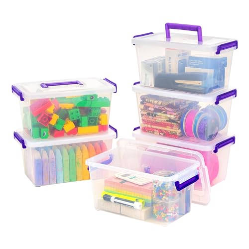 IRIS USA Storage Bins with Lids |Made in USA| 5 Qt - (6-Pack) - Clear - color: Clear, size: 5 Qt. - 6 Pack, style: STACK & CARRY