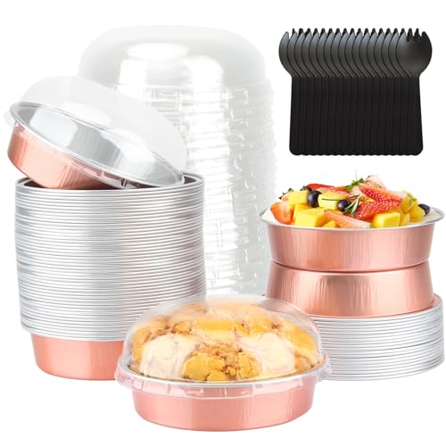 LNYZQUS 8oz Mini Pie Tins with Lids 50 Pack, 4 Inch Individual Cake Pans - color: Champagne