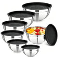 Stainless Steel Mixing Bowls with Lids, 7-Piece Nesting Bowl Set