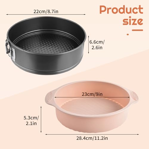 9 Inch Springform Pan with Pan Protector, Non-stick Leakproof Springform Cake Pan with Removable Bottom, Silicone Cheesecake Pan Protector Preventing Water from Entering the Springform Pan