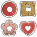 Linzer Cookie Cutters Set Stainless Steel 4Pcs（Round+Square+Heart+Flower）