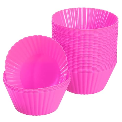 uxcell 36Pcs Silicone Cupcake Liners Non-Stick Baking Cup Rose Red - color: Rose Red, size: 3.5cm/1.4inch