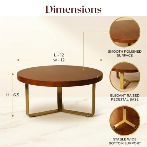 nestroots Cake Stand, Teak Wood with Steel Base, Round Cupcake Stand
