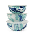 Golden Rabbit Enamelware Nested Mixing Bowls with Lids, Set of 3, Lagoon - color: Lagoon