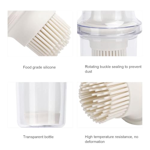Silicone Oil Bottle Brush with Cover, Oil Dispenser with Brush Oil Spreader Basting Brush for Cooking BBQ Meat Honey Pastries Heat Resistant Silicone Kitchen Brush for Even Oil Application