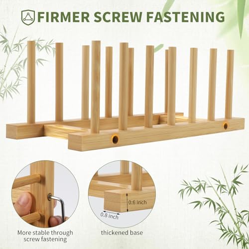 DEBETOOL 2-Pack Wooden Dish Rack Holder, Space Saving
