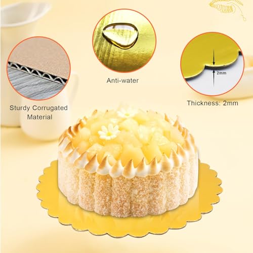 10 Pcs 8 inch Gold Cake Boards Round, Food-Graded Cardboard, Waterproof and Oil-Proof, Sturdy Corrugated, Ideal for Baking, Cake DIY, Dessert and Craftin - size: 8 inch(10pcs)