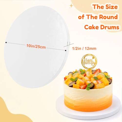 12PCS Cake Boards 10 inch Round, 1/2" Thick White Cake Drums - color: 1/2in-12pcs-10in