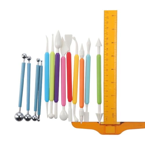 13PCS DIY Fondant Tool Gum Paste Modeling Tools Cake Decorating Hand Tool Double Head Metal Ball Modeling Tools