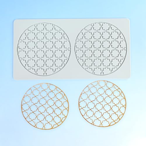 TUKE Silicone Embossing Mold Round Pane for Fondant & Clay - size: D_ Pane Pattern