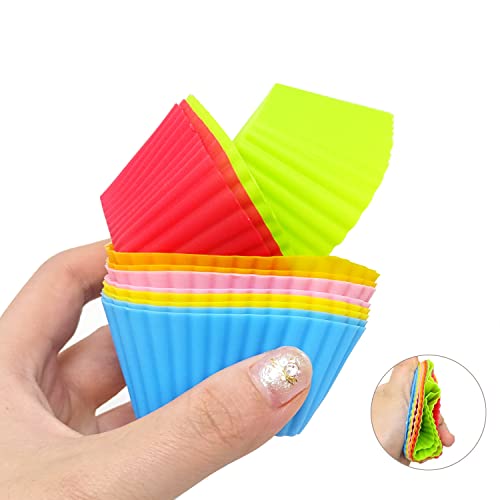 "Honbay 12PCS Silicone Square Reusable Cake Cup Sets Baking Cups Nonstick Liner Molds Cupcake Baking Molds for Making Muffin, Chocolate, Bread (70 x 70 x 32mm)" - style: Square