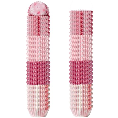 Mini Cupcake Liners,600PCS Pink Floral Baking Cups Mini Size Greaseproof Cherry Blossom Muffin Wrapper Chocolate Cups for Bridal Baby Shower Wedding Princess Themed Birthday Tea Party Decor - style: Style B