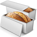 2 Pack 2 lb 13 x 4 Inch Pullman Loaf Pan with Lid Dough Capacity Bread Loaf Pan with Cover, Nonstick and Quick Release Coating for Home Bakeware Bread Toast Oven Baking(Silver)