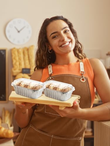 NEEBAKE 110 Pack 6x3.5x2 Disposable Aluminum Loaf Pans with Lids - 1 Lb Mini Loaf Pans, Small Aluminum Tin Foil Baking Pan, Food Containers for Baking, Cakes, Bread, Meat, Loaves