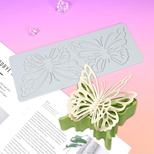 TUKE Silicone Lace Mold Butterfly Pattern Fondant Molds DIY Embossing Mat for Cake Decorating Annimal Design DIY Craft, Chocolate, Resin, Clay, Soap Making (F_ Butterfly) - size: F_ Butterfly