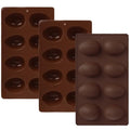 3Pcs 8-Cavity Easter Silicone Egg Molds, Egg Shaped Cake Pop Mold, Baking Supplies for Making Chocolate Jello Candy Dessert Muffin Mousse Pastry (Chocolate) - color: Chocolate