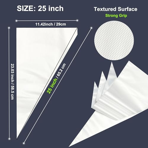 25 Inch Extra Large Piping Bags, AMBESTAR 100 Pieces Thick Disposable Anti Burst Icing Bags, Heavy Duty Icing Piping Bags Chocolate Royal Cupcake Cream Frosting Decorating Baking Supplies - size: 25 inch